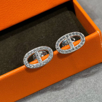 [moco jewelrys]HM FULL DIAMOND PIG NOSE STUD EARRINGS