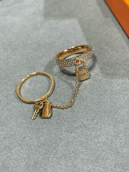 [moco jewelrys]HM KELLY CLOCHETTE DOUBLE RING IN  WITH DIAMONDS