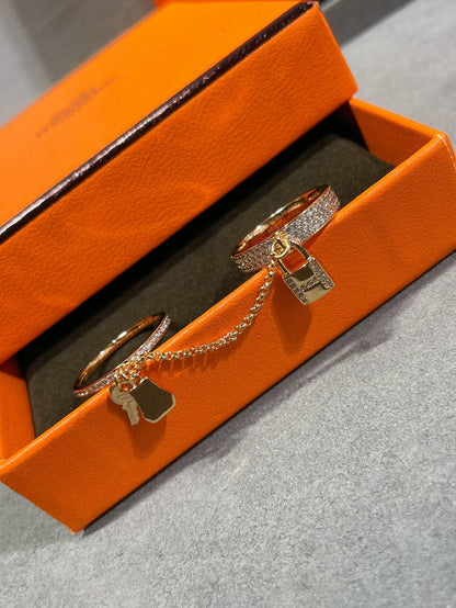 [moco jewelrys]HM KELLY CLOCHETTE DOUBLE RING IN  WITH DIAMONDS