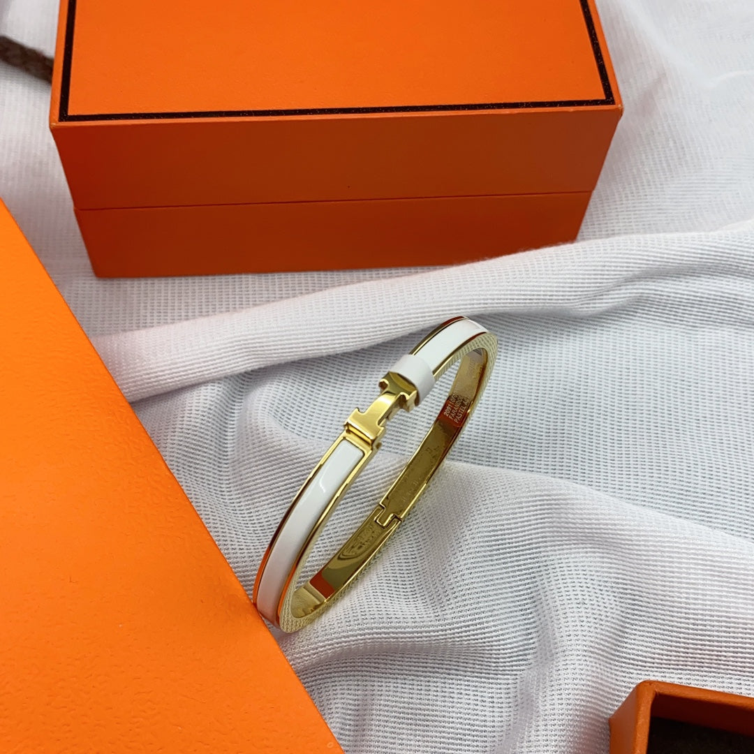 [moco jewelrys]CLASSIC HM CLIC WHITE 8MM ENAMEL BRACELET