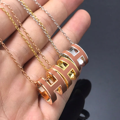 [moco jewelrys]H NECKLACE BROWN