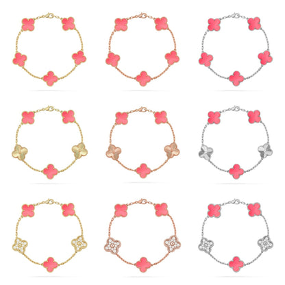 [Moco jewelrys] CLOVER 5 MOTIFS  PINK MOP BRACELET COLLECTION