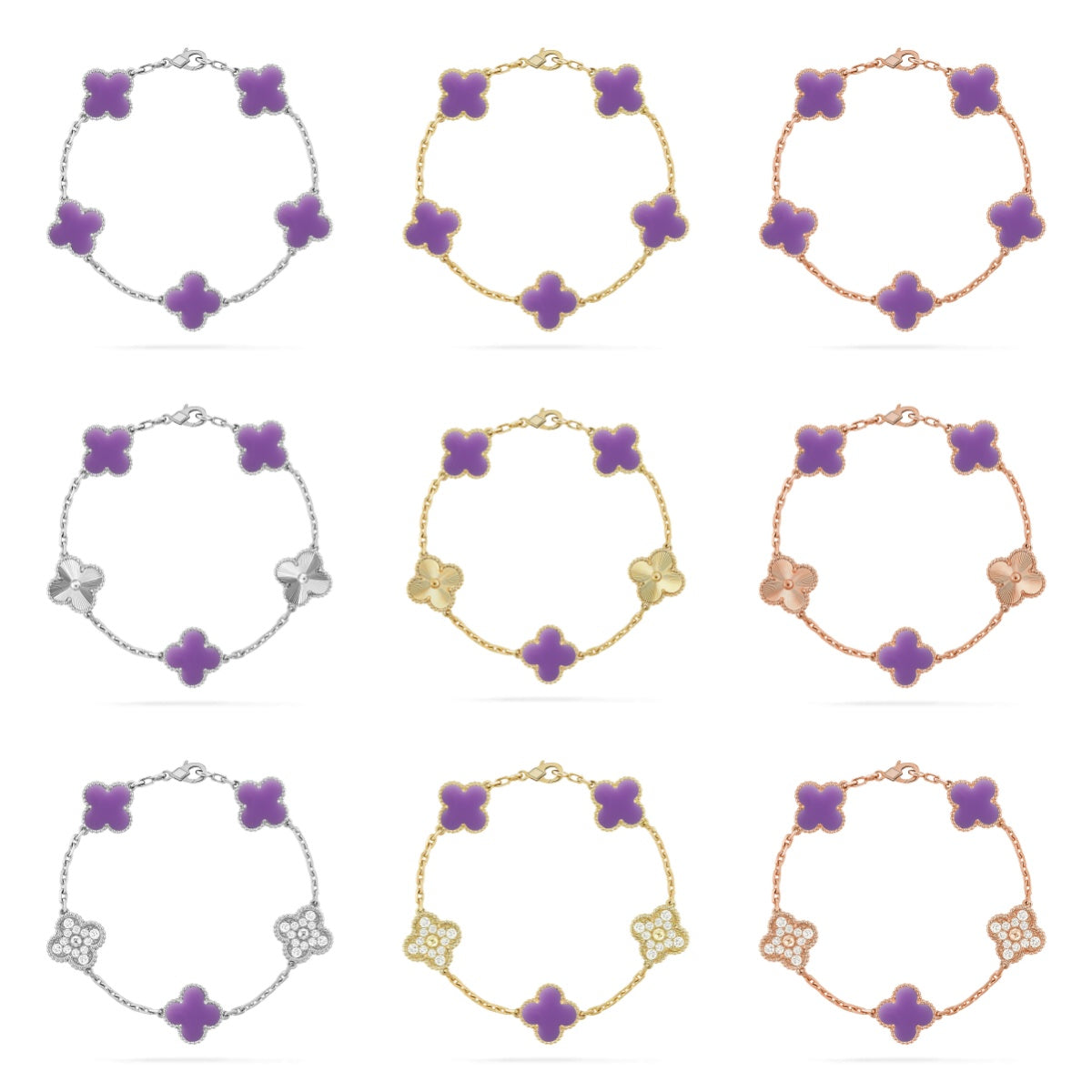 [Moco jewelrys]CLOVER 5 MOTIF LIGHT PURPLE BRACELET COLLECTION