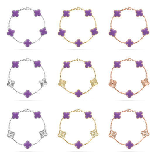 [Moco jewelrys]CLOVER 5 MOTIF LIGHT PURPLE BRACELET COLLECTION