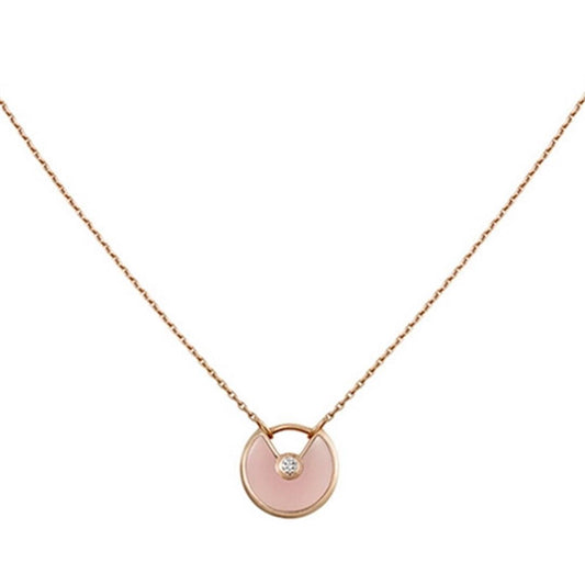 [moco jewelrys]AMULETTE ROSE GOLD PINK MOP NECKLACE