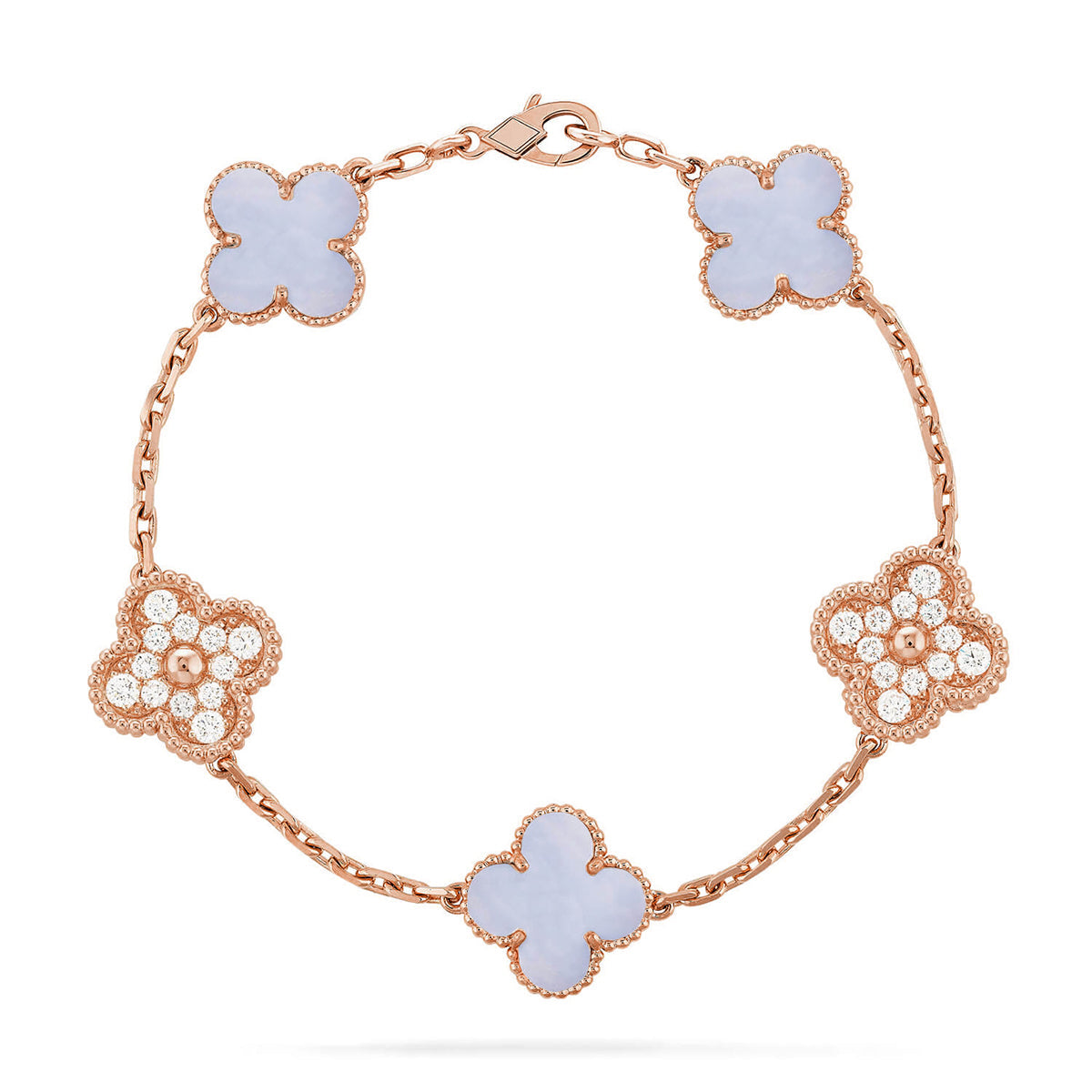 [Moco jewelrys] CLOVER 5 MOTIF PURPLE CHALCEDONY BRACELET COLLECTION