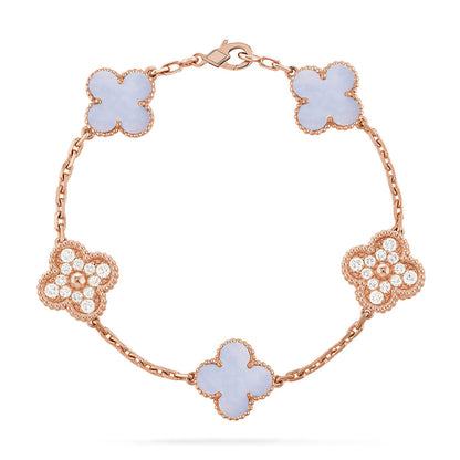 [Moco jewelrys] CLOVER 5 MOTIF PURPLE CHALCEDONY BRACELET COLLECTION