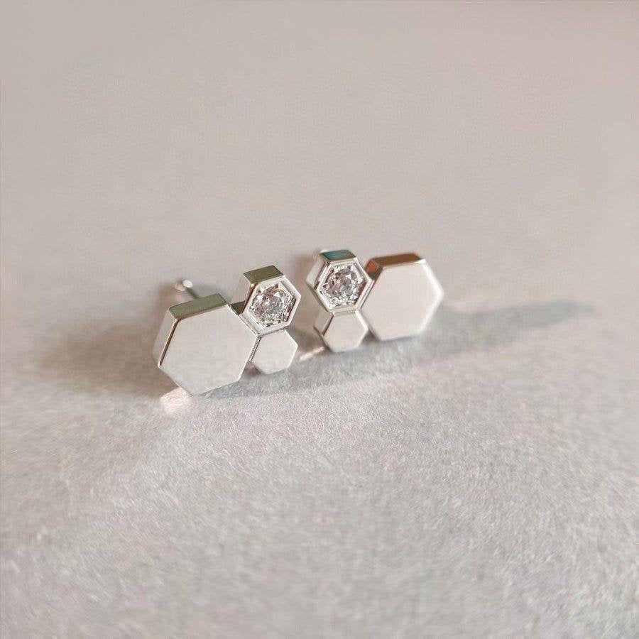 [moco jewelrys]BEE LOVE SILVER DIAMOND EARRINGS