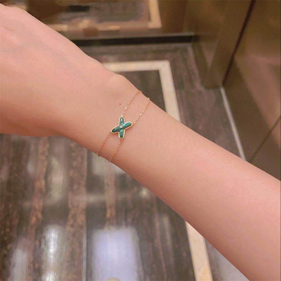 [moco jewelrys]JEUX BRACELET MALACHITE PINK GOLD 1 DIAMOND
