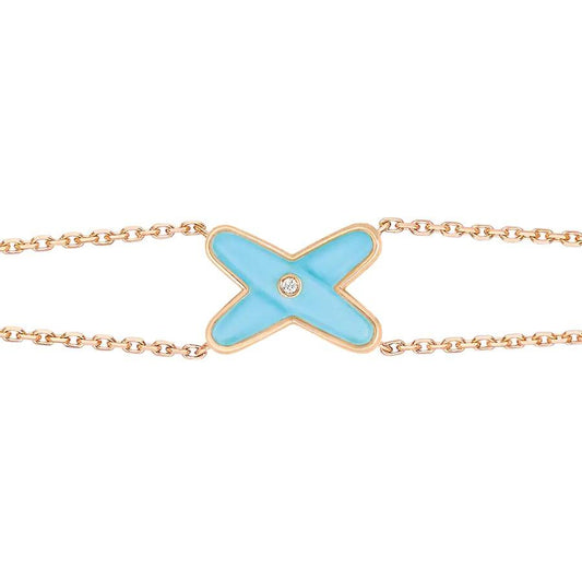 [moco jewelrys]JEUX BRACELET TURQUOISE PINK GOLD 1 DIAMOND