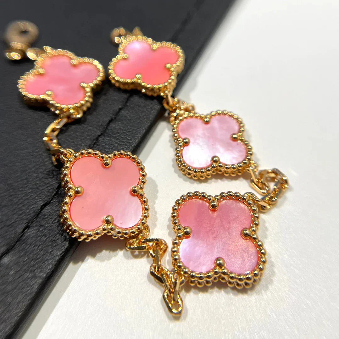 [Moco jewelrys] CLOVER 5 MOTIFS  PINK MOP BRACELET COLLECTION