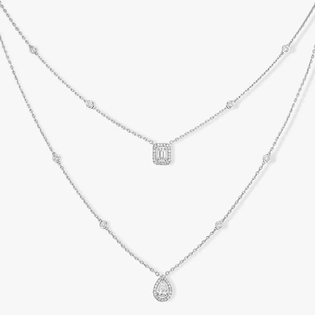 [moco jewelrys ]Diamond Necklace My Twin 2 Rows