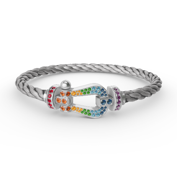 [moco jewelrys]FORC LARGE HORSESHOE  COLORED DIAMOND BRACELET SILVER
