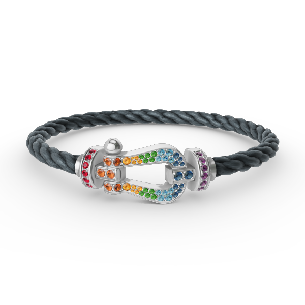 [moco jewelrys]FORC LARGE HORSESHOE  COLORED DIAMOND BRACELET SILVER