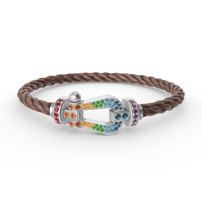 [moco jewelrys]FORC LARGE HORSESHOE  COLORED DIAMOND BRACELET SILVER
