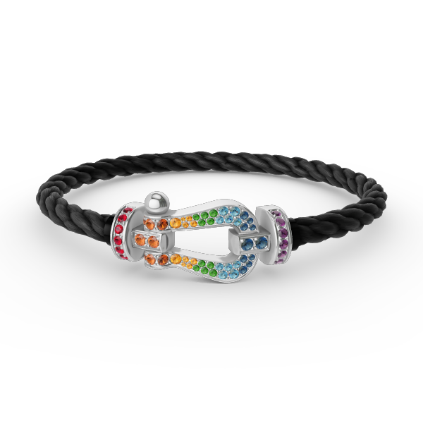 [moco jewelrys]FORC LARGE HORSESHOE  COLORED DIAMOND BRACELET SILVER