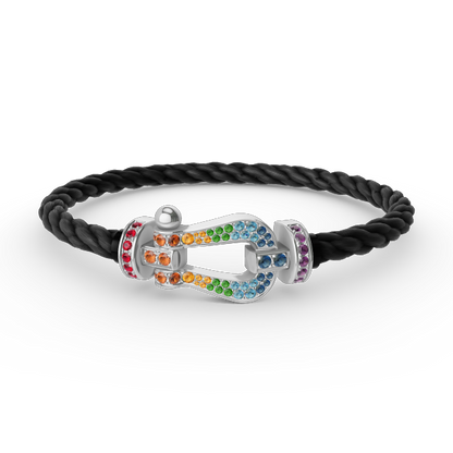 [moco jewelrys]FORC LARGE HORSESHOE  COLORED DIAMOND BRACELET SILVER