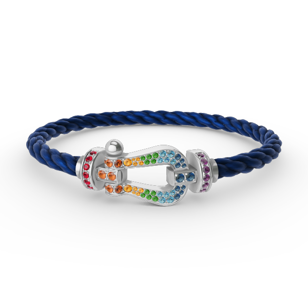 [moco jewelrys]FORC LARGE HORSESHOE  COLORED DIAMOND BRACELET SILVER