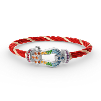 [moco jewelrys]FORC LARGE HORSESHOE  COLORED DIAMOND BRACELET SILVER