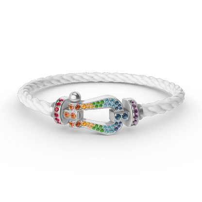 [moco jewelrys]FORC LARGE HORSESHOE  COLORED DIAMOND BRACELET SILVER