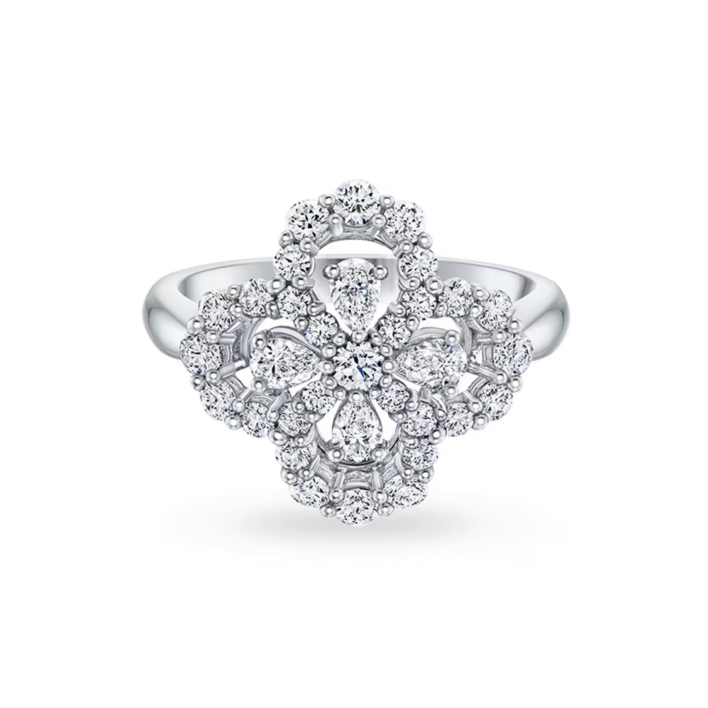 [moco jewelrys]LOOP RING FULL MOTIF DIAMOND 16MM SILVE