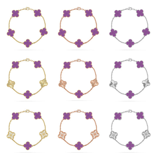 [Moco jewelrys] CLOVER 5 MOTIF VIOLET BRACELET COLLECTION