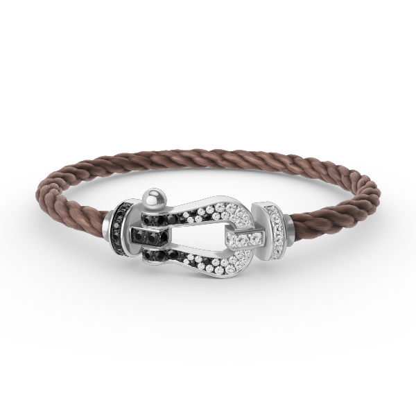[moco jewelrys]FORCE LARGE HORSESHOE BLACK WHITE DIAMOND BRACELET SILVER