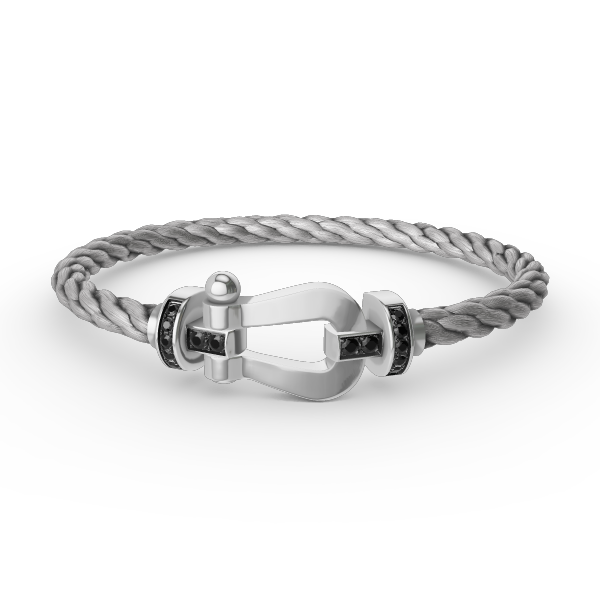 [moco jewelrys]FORCE LARGE HORSESHOE BLACK DIAMOND BRACELET SILVER
