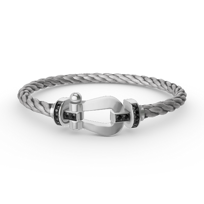 [moco jewelrys]FORCE LARGE HORSESHOE BLACK DIAMOND BRACELET SILVER