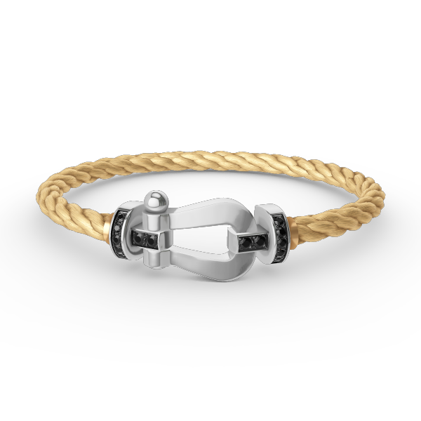 [moco jewelrys]FORCE LARGE HORSESHOE BLACK DIAMOND BRACELET SILVER
