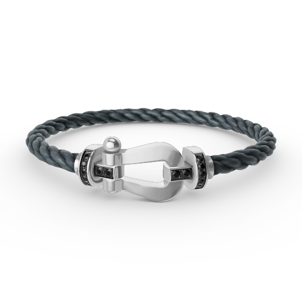[moco jewelrys]FORCE LARGE HORSESHOE BLACK DIAMOND BRACELET SILVER