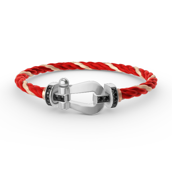 [moco jewelrys]FORCE LARGE HORSESHOE BLACK DIAMOND BRACELET SILVER