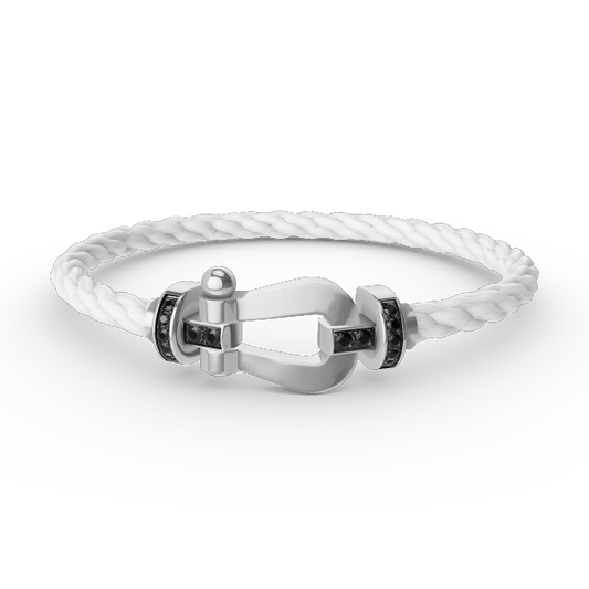 [moco jewelrys]FORCE LARGE HORSESHOE BLACK DIAMOND BRACELET SILVER