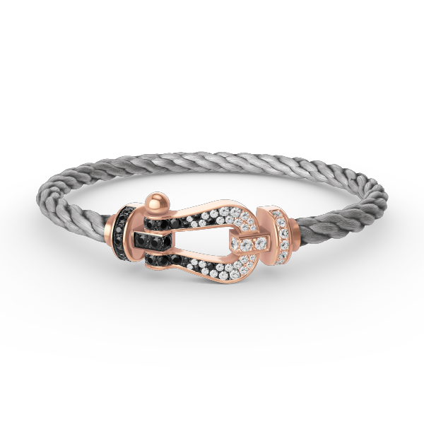[moco jewelrys]FORCE LARGE HORSESHOE BLACK WHITE DIAMOND BRACELET ROSE GOLD
