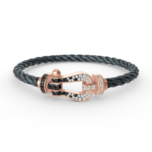 [moco jewelrys]FORCE LARGE HORSESHOE BLACK WHITE DIAMOND BRACELET ROSE GOLD