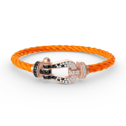 [moco jewelrys]FORCE LARGE HORSESHOE BLACK WHITE DIAMOND BRACELET ROSE GOLD