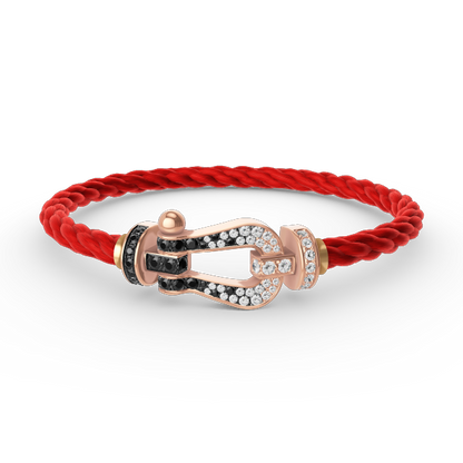 [moco jewelrys]FORCE LARGE HORSESHOE BLACK WHITE DIAMOND BRACELET ROSE GOLD
