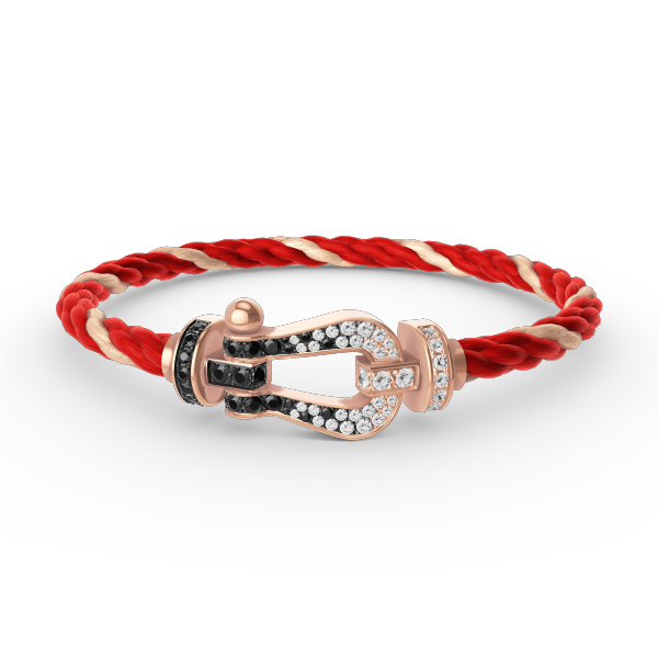 [moco jewelrys]FORCE LARGE HORSESHOE BLACK WHITE DIAMOND BRACELET ROSE GOLD
