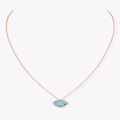 [moco jewelrys]Lucky Eye Diamond Necklace in Rose Gold and Turquoise