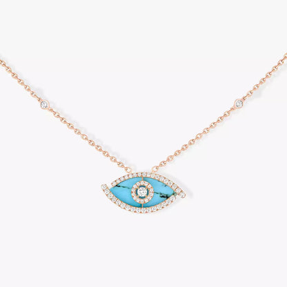 [moco jewelrys]Lucky Eye Diamond Necklace in Rose Gold and Turquoise