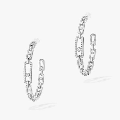 [[moco jewelrys ]Move Link Diamond Hoop Earrings