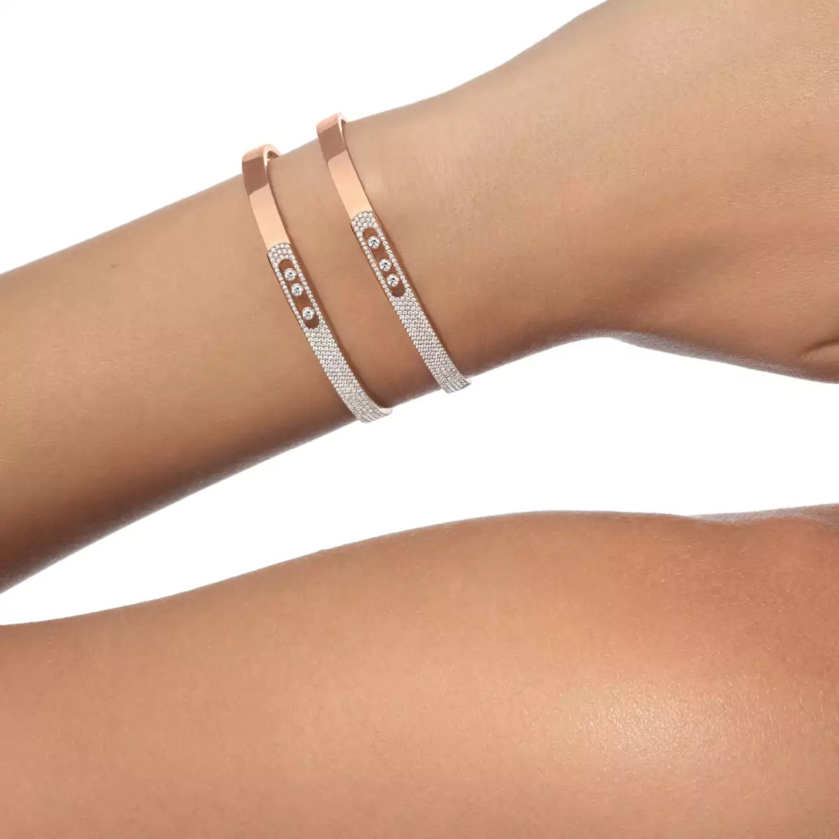 [moco jewelrys ]Move Noa Rose Gold Pavé Diamond Bangle Bracelet