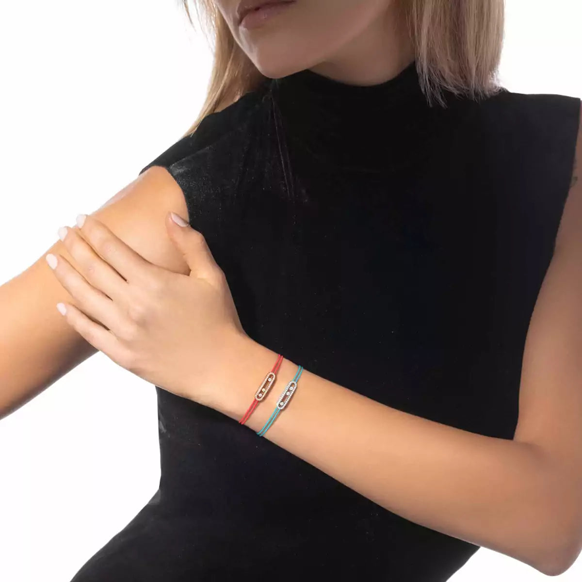 [moco jewelrys ]MK Care(s) pink cord pavé bracelet