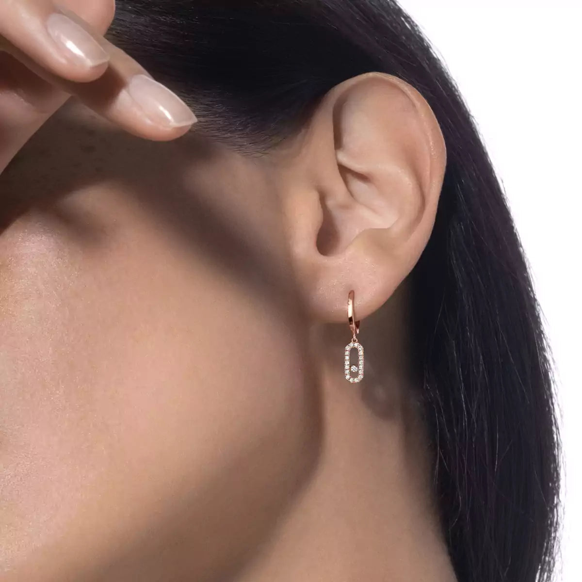 [moco jewelrys ]Move Uno Single Diamond Hoop Earring