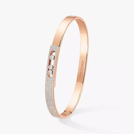 [moco jewelrys ]Move Noa Rose Gold Pavé Diamond Bangle Bracelet
