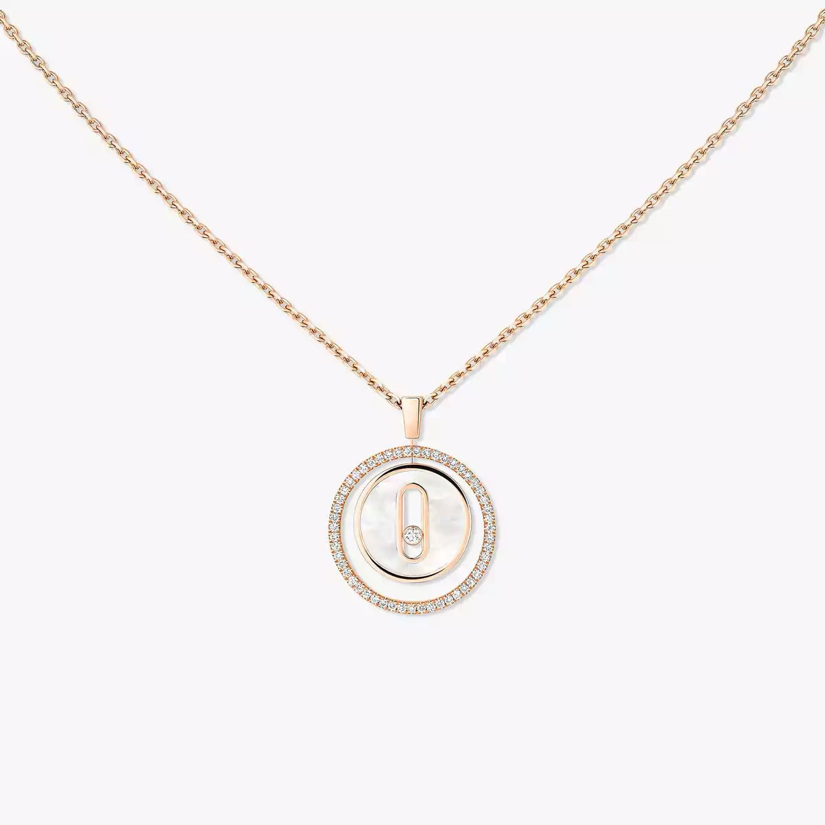 [moco jewelrys]Lucky Move Diamond Necklace in Rose Gold and White Mother-of-Pearl