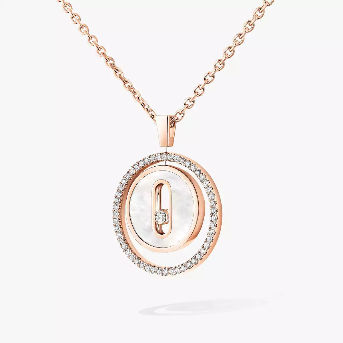 [moco jewelrys]Lucky Move Diamond Necklace in Rose Gold and White Mother-of-Pearl