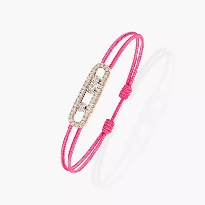 [moco jewelrys ]MK Care(s) pink cord pavé bracelet