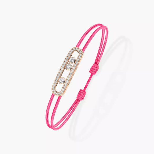 [moco jewelrys ]MK Care(s) pink cord pavé bracelet