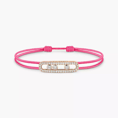 [moco jewelrys ]MK Care(s) pink cord pavé bracelet